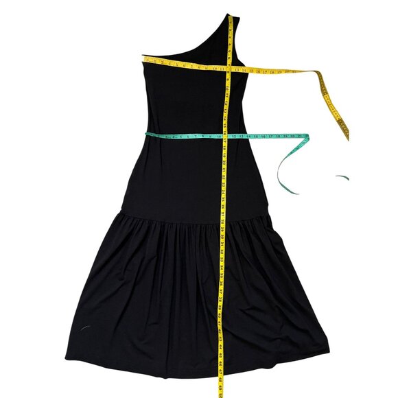 Cuyana Black One Shoulder Drop Waist Midi Dress Small - Picture 11 of 11